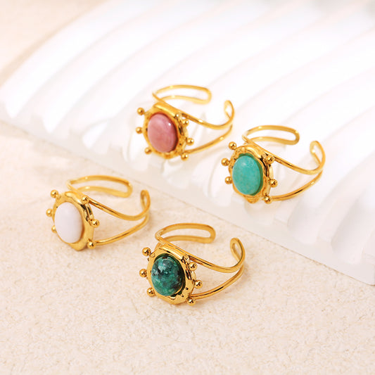 Bague bohème pierre ovale