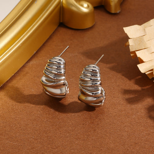 Boucles d'oreilles créoles ouvertes sculptées ondulé