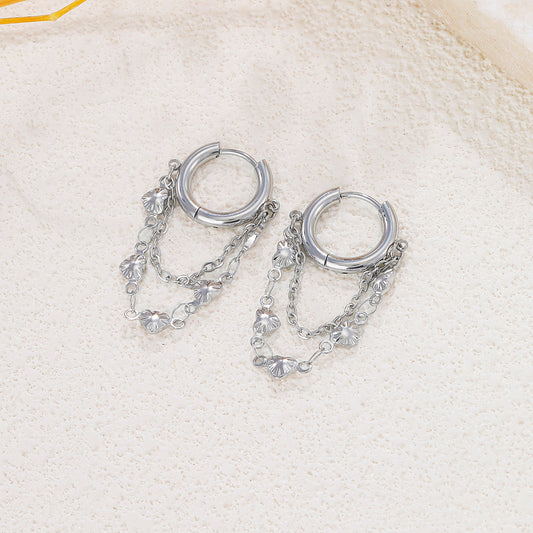 Boucles d'oreilles créoles chaînes cœurs pendants