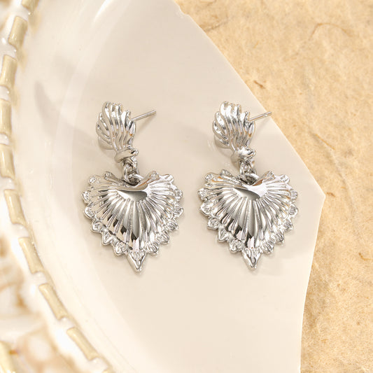 Boucles d'oreilles pendantes cœurs ex-voto texturés