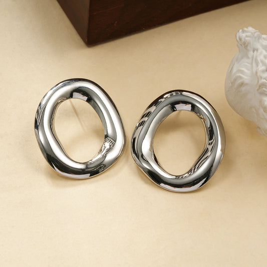 Boucles d'oreilles puces brillantes anneau épais 3cm