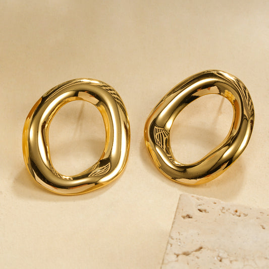 Boucles d'oreilles puces brillantes anneau épais 3cm