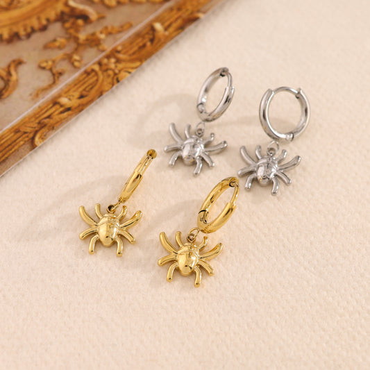 Boucles d'oreilles mini créoles araignées