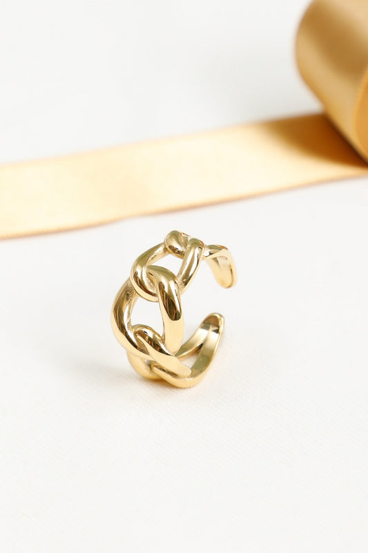 Bague Dorée Anneaux Maillons Entrelacés