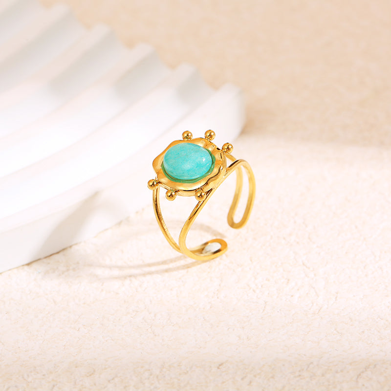 Bague bohème pierre ovale