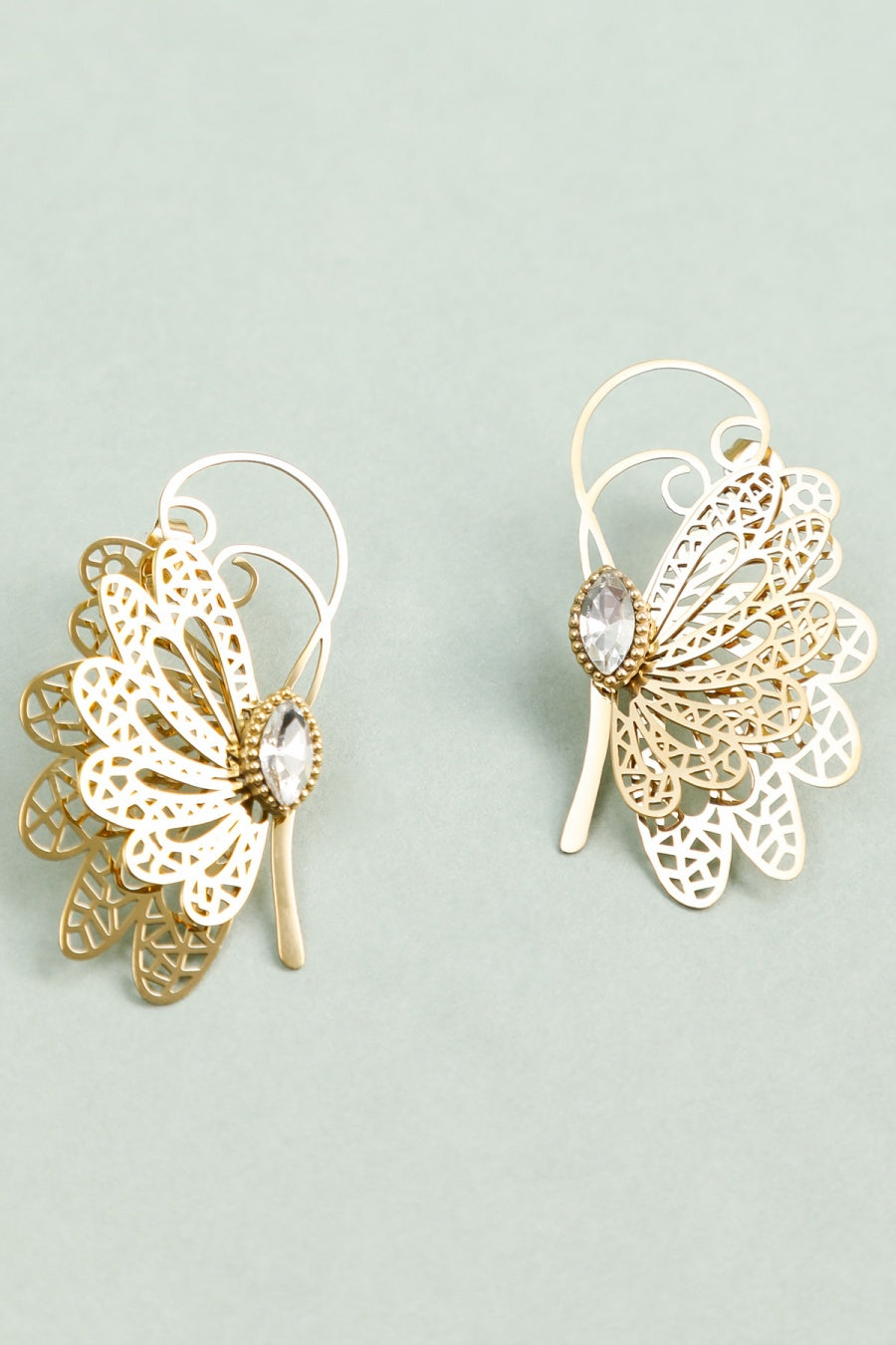 Boucles d'Oreilles Papillon Féérique Ajouré et Strass