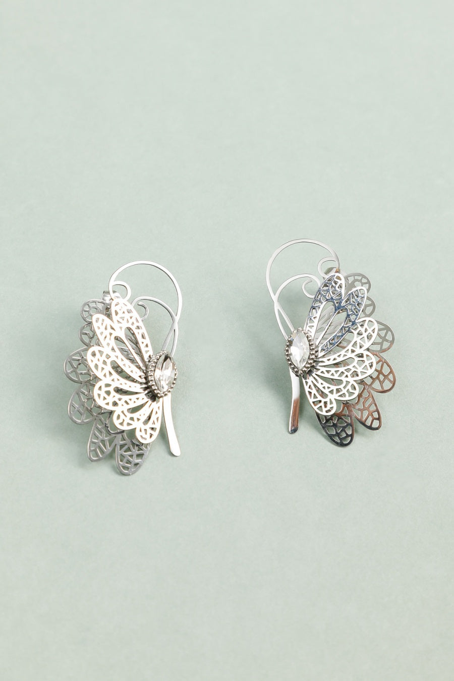 Boucles d'Oreilles Papillon Féérique Ajouré et Strass