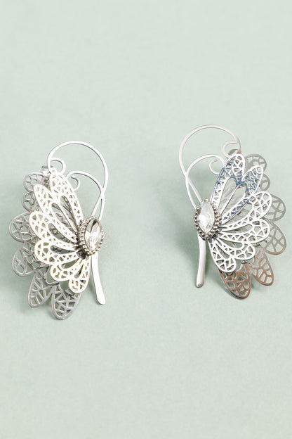 Boucles d'Oreilles Papillon Féérique Ajouré et Strass