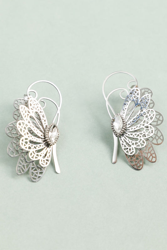 Boucles d'Oreilles Papillon Féérique Ajouré et Strass