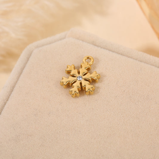 Lot de 3 pendentifs dorés flocon de neige avec strass