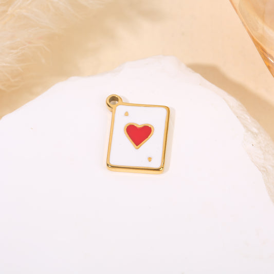 Lot de 3 pendentifs dorés carte carte As de cœur résine