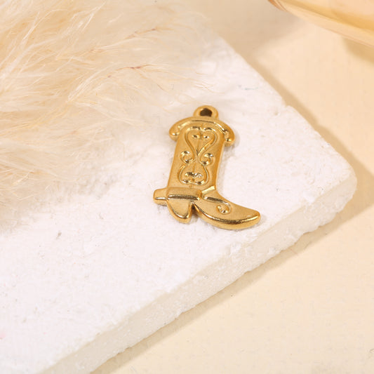 Lot de 3 pendentifs dorés bottes cowboy
