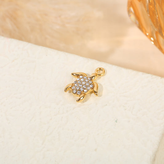 Lot de 3 pendentifs dorés tortues strassées